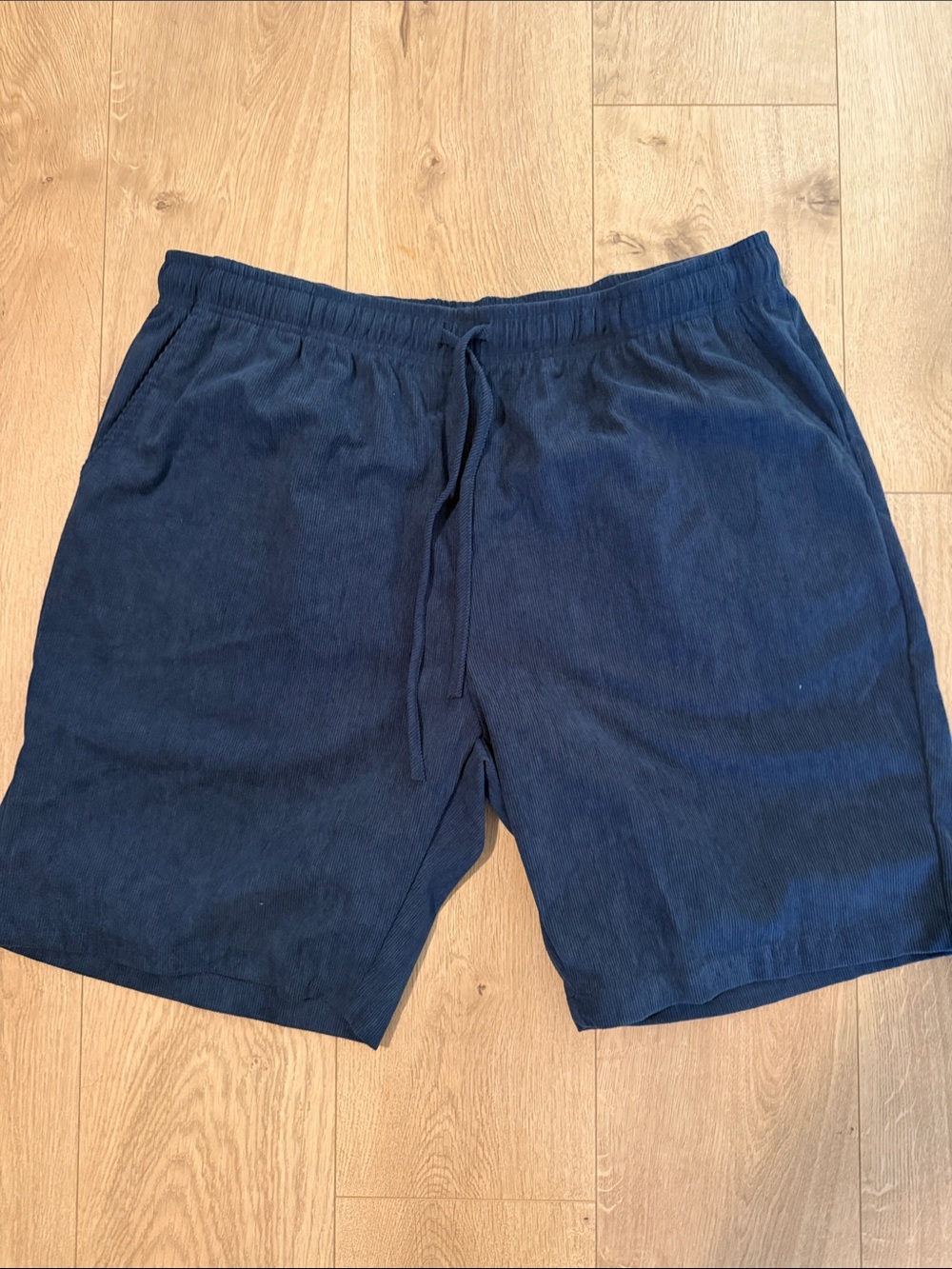 Navy Drawstring Flat-Front Shorts - corduroy